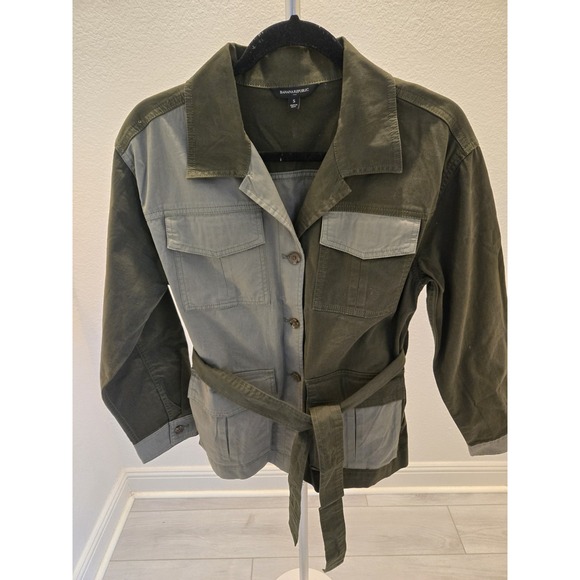 Banana Republic Women's S Color Block Olive Green Tie Belt Button Down Jacket - Picture 1 of 9